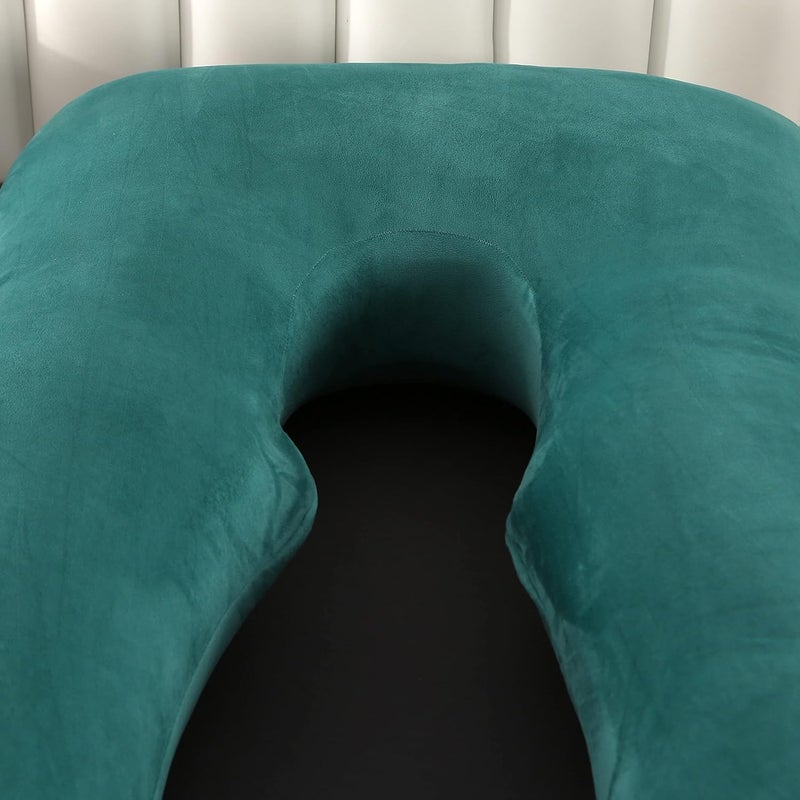Amagoing 55 inches Pregnancy Pillows for Sleeping, U Shaped Maternity Full Body Pillow for Pregnant Women with Hip, Leg, Back, Belly Support, Removable Washable Velvet Cover (Teal Green) - Image 5